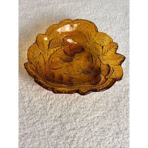 Vintage Indiana Glass Amber Loganberry Bowl Candy/Relish Dish Carnival Glass